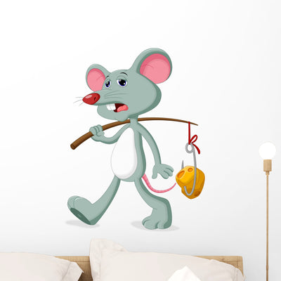 Mice and Slice Cheese Wall Decal Design 1 shown on a wall