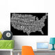USA Words Map Wall Decal