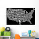 USA Words Map Wall Decal