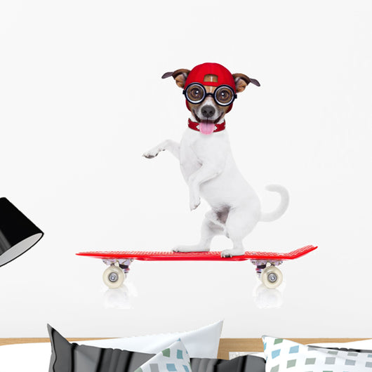 Skater Boy Dog Wall Decal