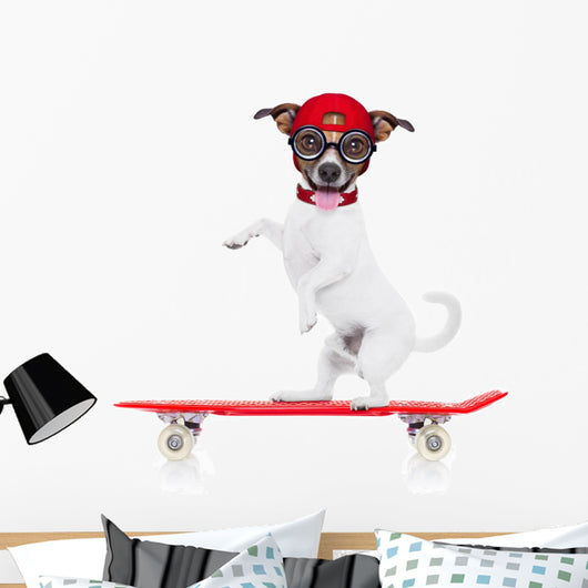 Skater Boy Dog Wall Decal