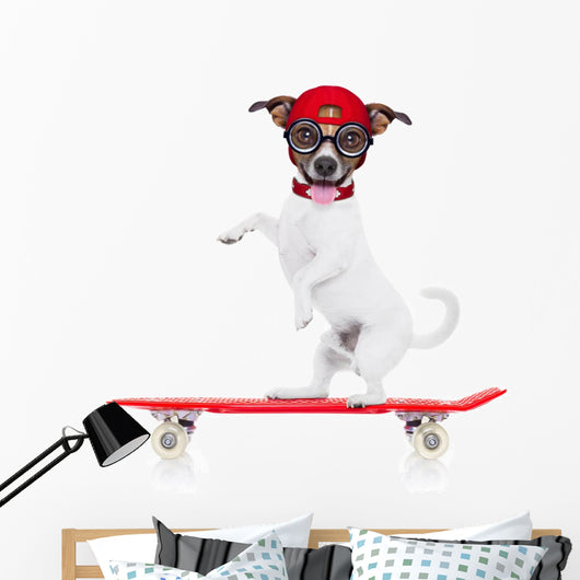 Skater Boy Dog Wall Decal