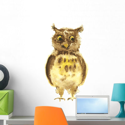 Watercolor Owl Vector Wall Decal shown on a wall