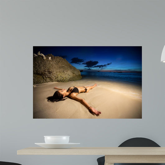Young Female Model Lying Wall Decal