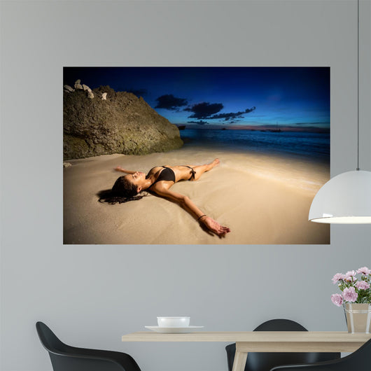 Young Female Model Lying Wall Decal