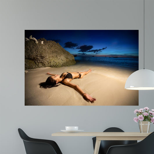 Young Female Model Lying Wall Decal