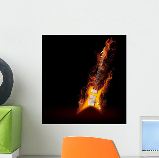 Burning Guitar Wall Decal