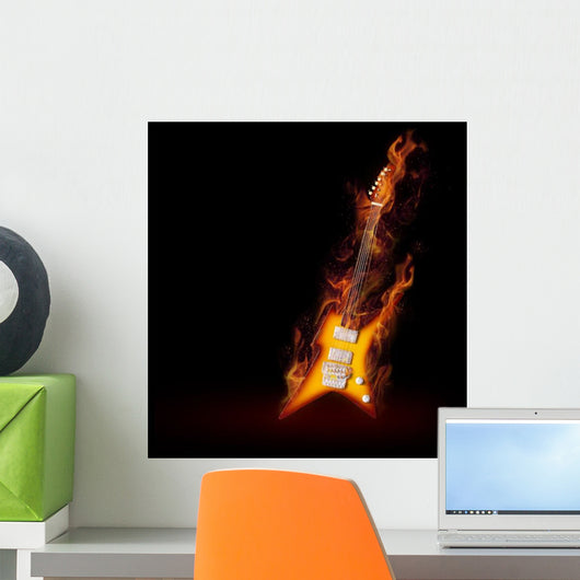 Burning Guitar Wall Decal