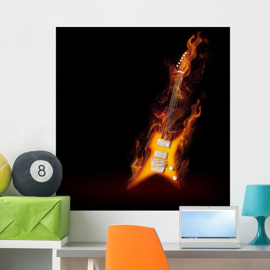 Burning Guitar Wall Decal