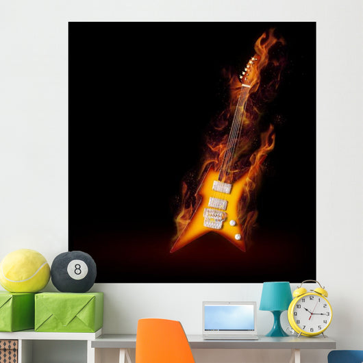 Burning Guitar Wall Decal