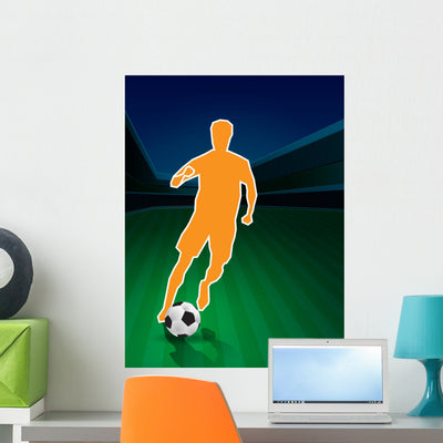 Player Control Soccer Outline Wall Decal shown on a wall