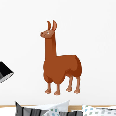 Cartoon Lama Wall Decal shown on a wall