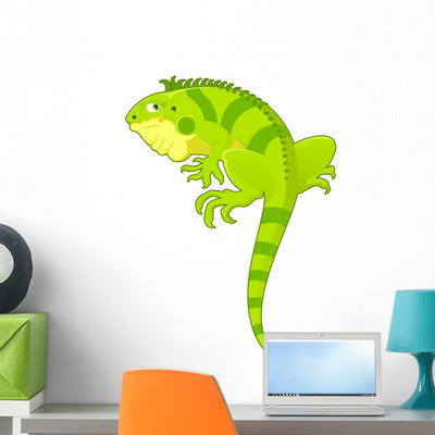 Cartoon Iguana Wall Decal shown on a wall