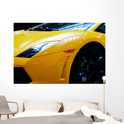 Modern fast car close-up background. Luxury, expensive Wall Mural