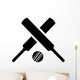 Crossed Cricket Bats with Wall Decal