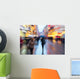Zoombild Einer Regnerischen Einkaufsstrasse Wall Decal