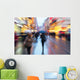 Zoombild Einer Regnerischen Einkaufsstrasse Wall Decal