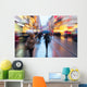 Zoombild Einer Regnerischen Einkaufsstrasse Wall Decal