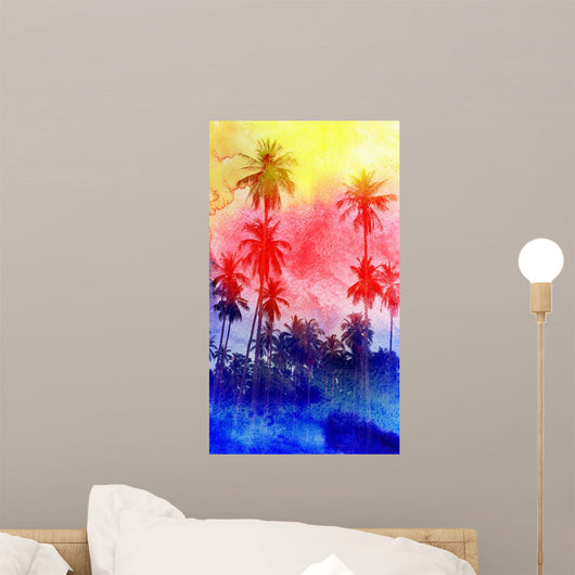 Watercolor Silhouettes Palm Trees Wall Decal