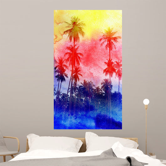 Watercolor Silhouettes Palm Trees Wall Decal