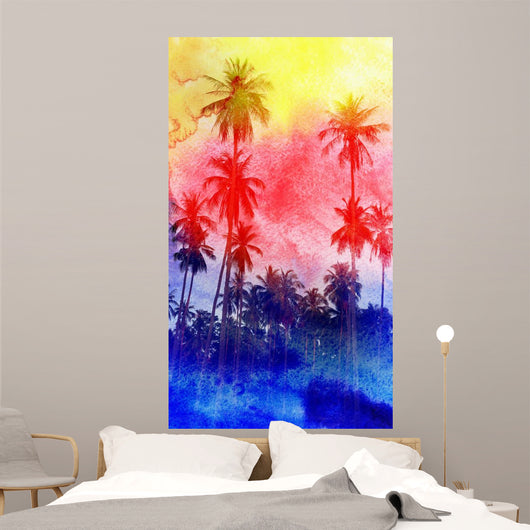 Watercolor Silhouettes Palm Trees Wall Decal