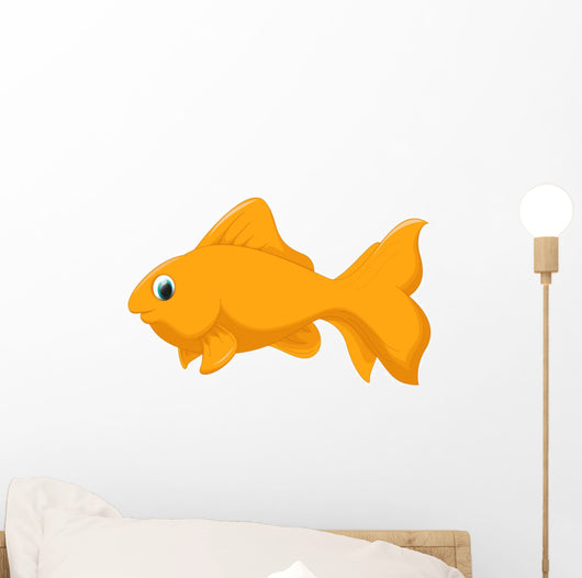 Cute Golden Fish Cartoon Wall Decal