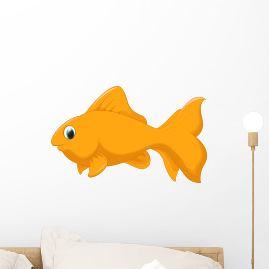 Cute Golden Fish Cartoon Wall Decal