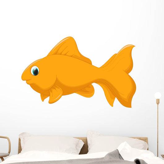 Cute Golden Fish Cartoon Wall Decal