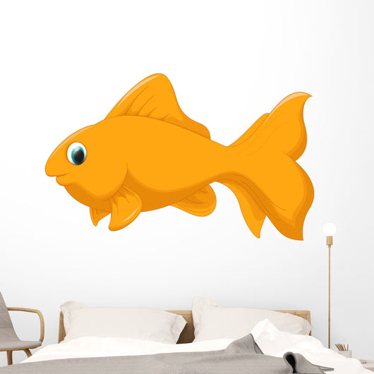Cute Golden Fish Cartoon Wall Decal