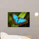 Blue Butterfly Green Leaf Wall Decal