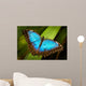 Blue Butterfly Green Leaf Wall Decal