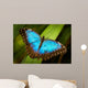 Blue Butterfly Green Leaf Wall Decal