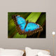 Blue Butterfly Green Leaf Wall Decal