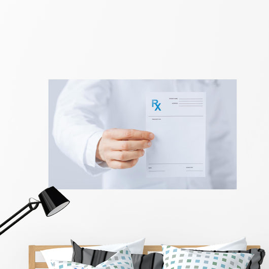 Male Doctor Holding Rx Wall Decal