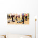 Group of women making step aerobics from the backside Wall Mural