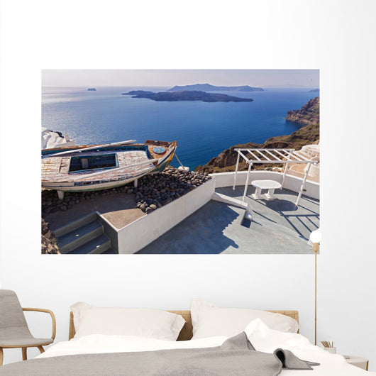 Old Boat Island Santorini Wall Decal