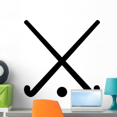 Field Hockey Sticks with Wall Decal shown on a wall