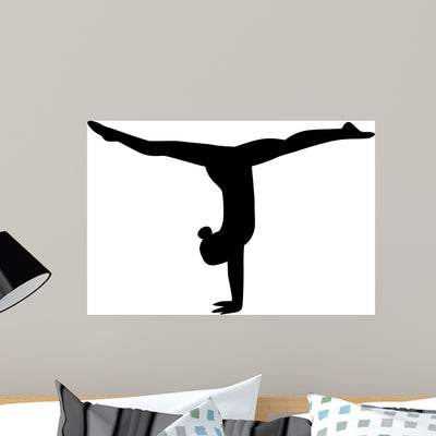 Gymnastics Girl Wall Decal shown on a wall