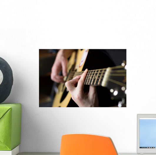 Practicing Playing Guitar Handsome Wall Decal