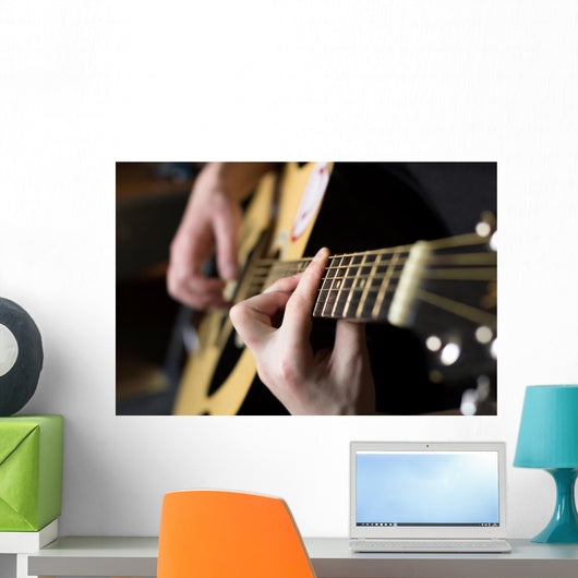 Practicing Playing Guitar Handsome Wall Decal