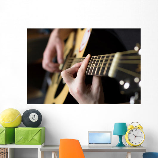 Practicing Playing Guitar Handsome Wall Decal