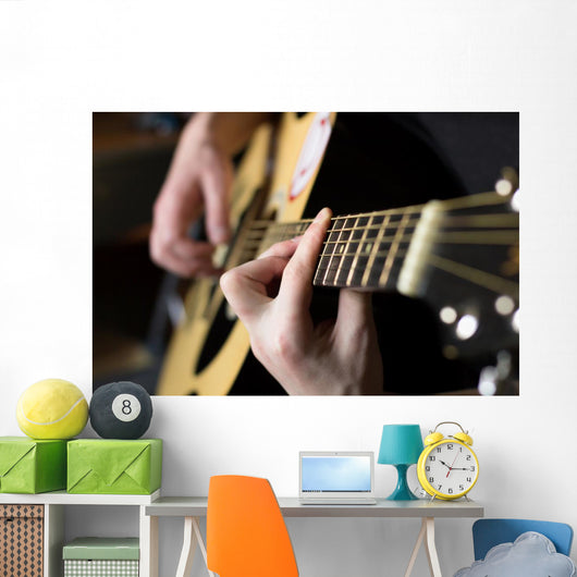 Practicing Playing Guitar Handsome Wall Decal