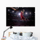 Red Basketball Player Action Wall Decal Design 1