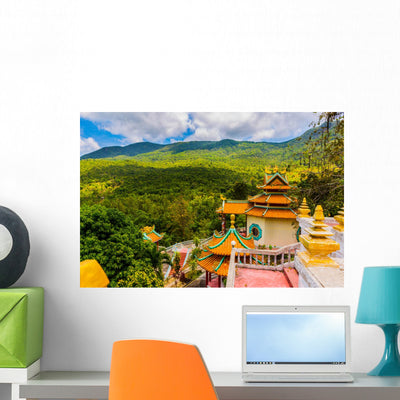 Chinese Temple among Beautiful Wall Decal shown on a wall
