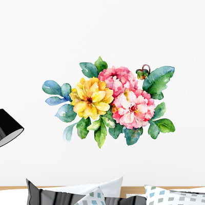 Dahlias Wall Decal shown on a wall