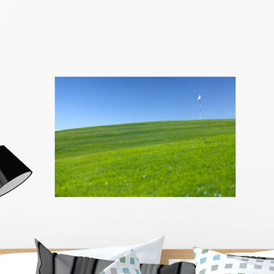 Flag Golf Field Wall Decal shown on a wall