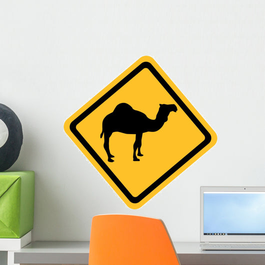 Yellow Sign with Camel Wall Decal