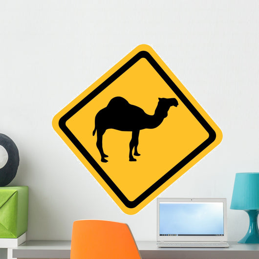 Yellow Sign with Camel Wall Decal