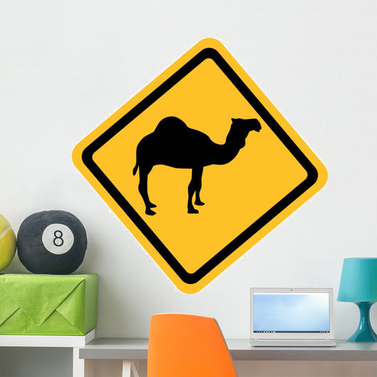 Yellow Sign with Camel Wall Decal