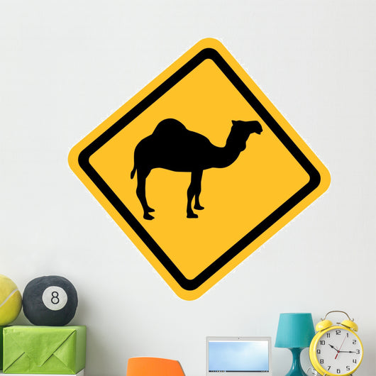 Yellow Sign with Camel Wall Decal
